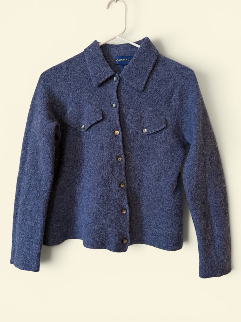 Charter Club Deep Navy Button-Front 100% Wool Shirt Jacket Size S